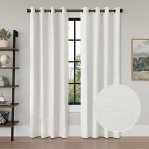 White Grommet Lien Curtain Panels 52" x 84" Set of 2 by H. Versailtex NEW